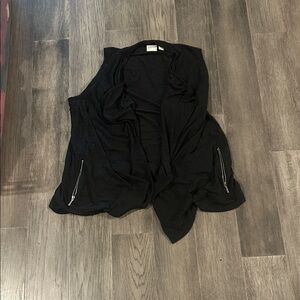 Chic Black Drape Vest with Zipper Details